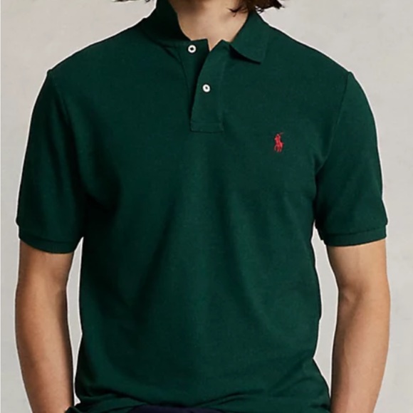 Dark Green Red Horse Polo Ralph Lauren Classic Fit Shirt Size M - Picture 2 of 4